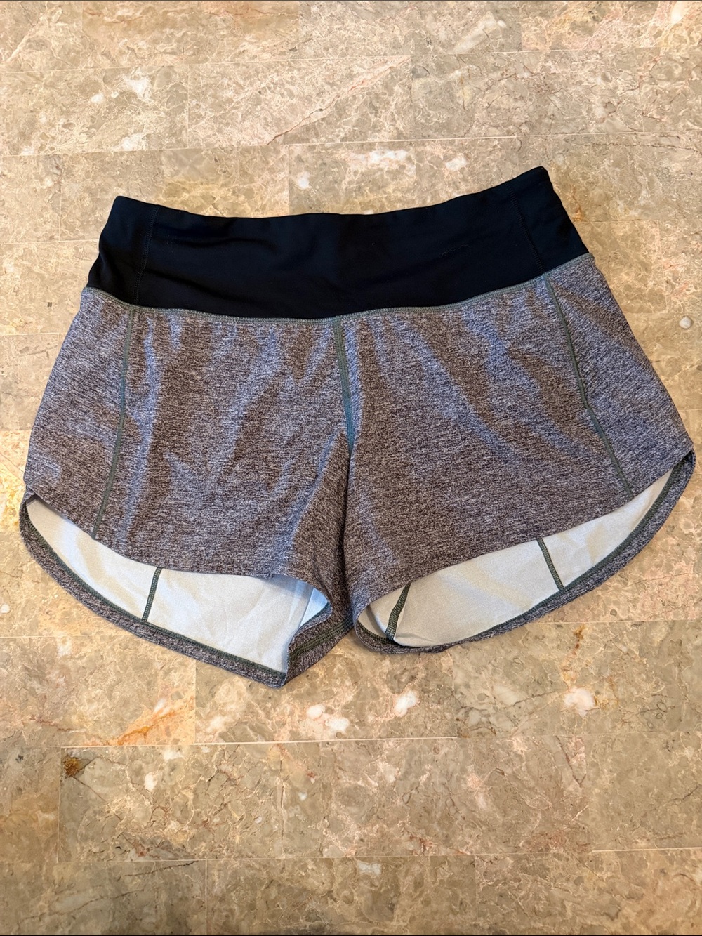 lululemon athletica Gray Athletic Shorts with Black Waistband